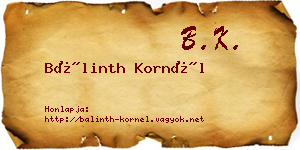 Bálinth Kornél névjegykártya