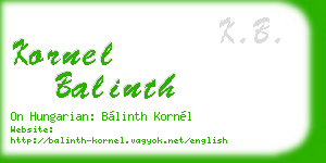 kornel balinth business card