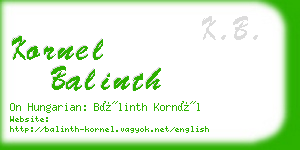 kornel balinth business card